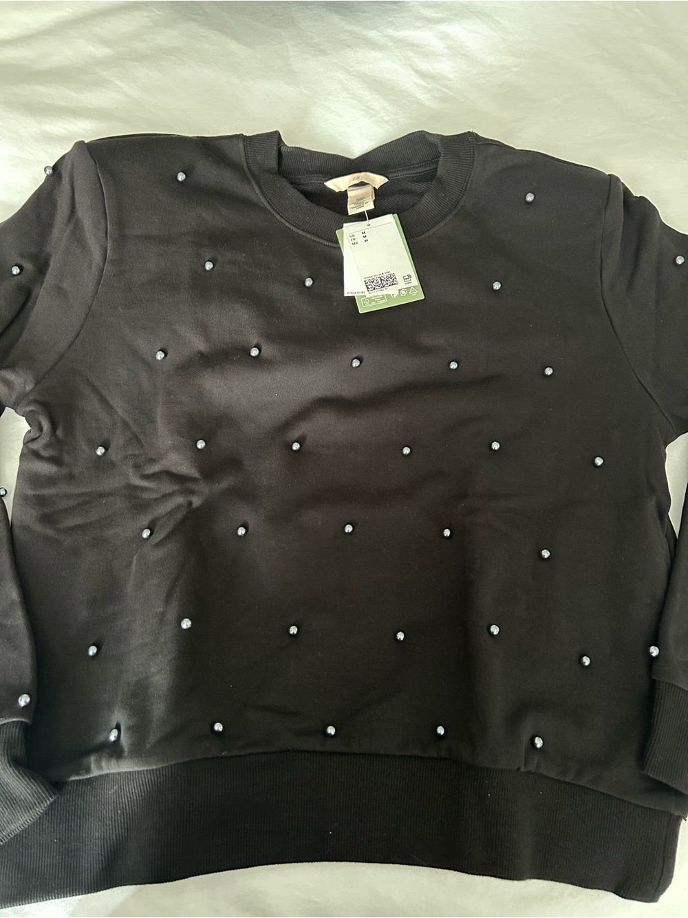 H&M Women’s Black Sweater with Decorative Pearls